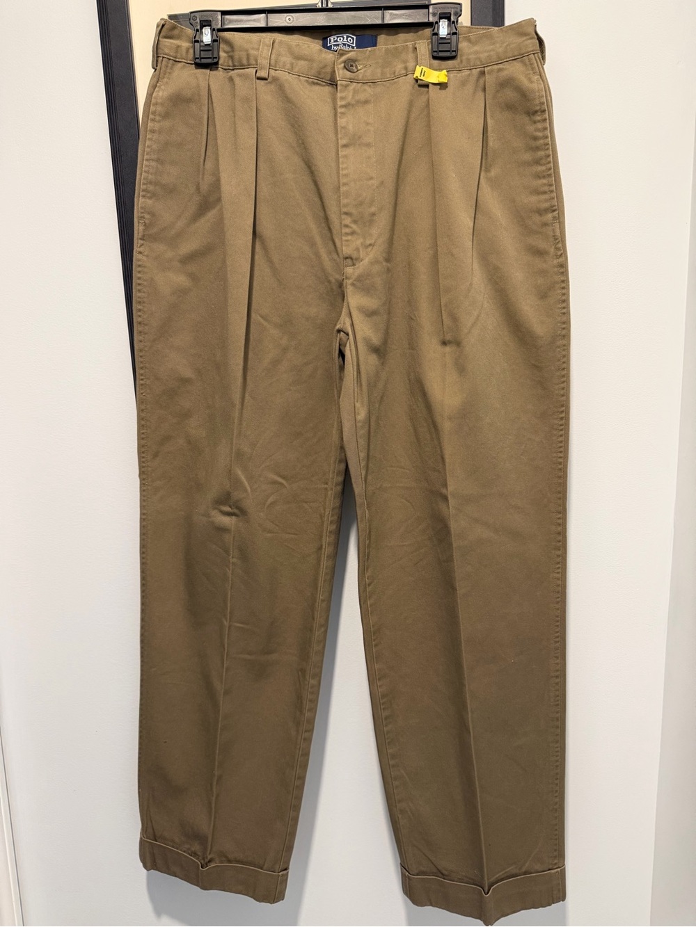 Vintage Polo Ralph Lauren Polo Chino Pants Mens 36x30 Pleated Olive Green Khaki
